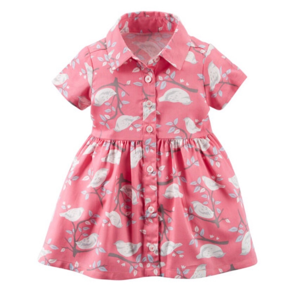 Carter’s Pink, Gray, & White Bird Print Dress